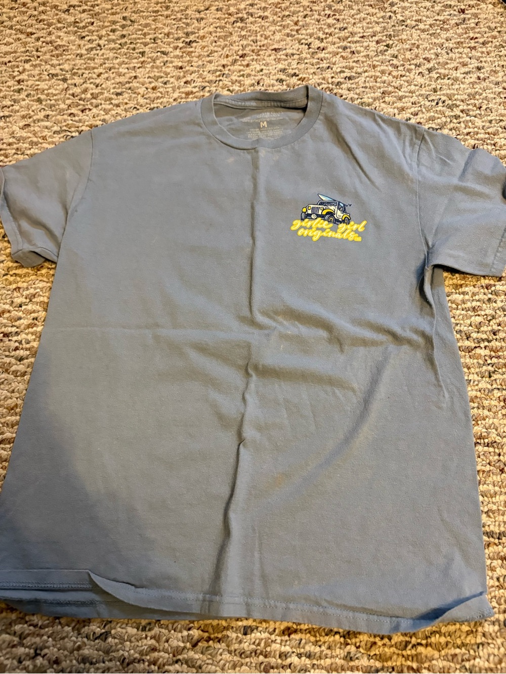 Women's Short Sleeve Tee in Slate Blue with Yellow Graphic